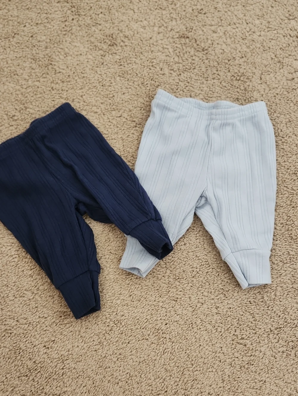 Carter's Ribbed Jogger Pants in Navy and Light Blue